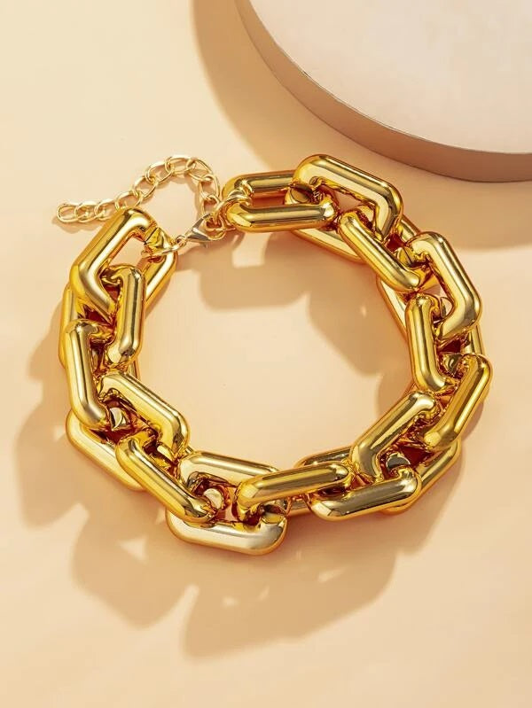 CM-AXS112644 Women Trendy Seoul Geometric Chain Necklace - Gold