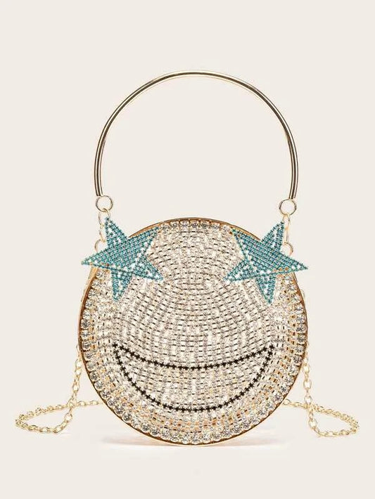 CM-BGS113553 Women Trendy Seoul Style Mini Rhinestone Decor Clutch Bag