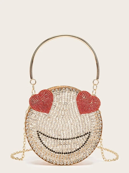 CM-BGS113037 Women Trendy Seoul Style Mini Rhinestone Decor Clutch Bag