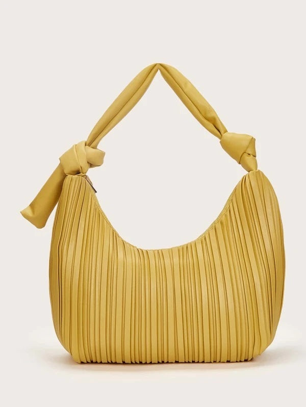 CM-BGS223566 Women Casual Seoul Style Textured Knot Decor Shoulder Bag - Yellow