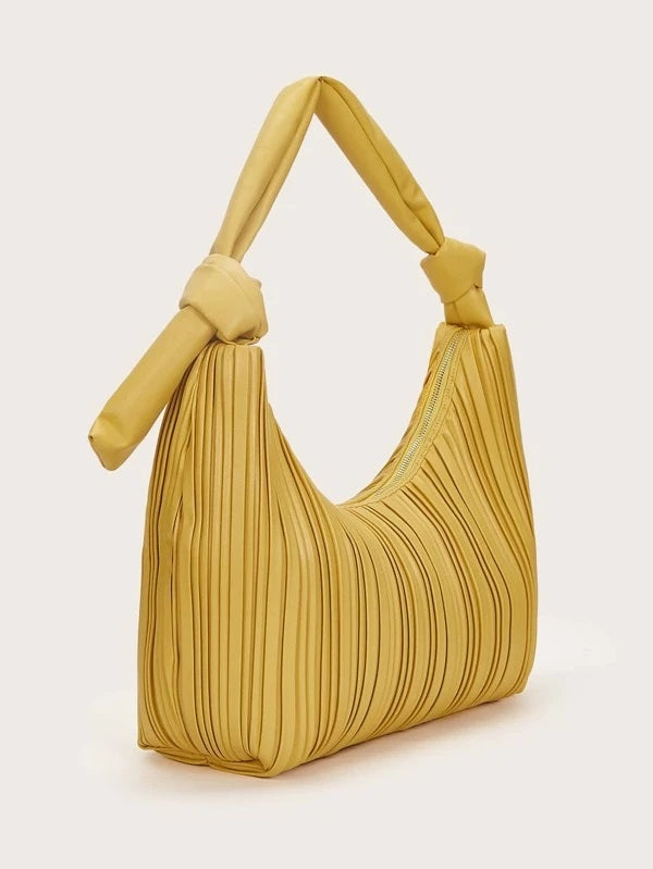 CM-BGS223566 Women Casual Seoul Style Textured Knot Decor Shoulder Bag - Yellow