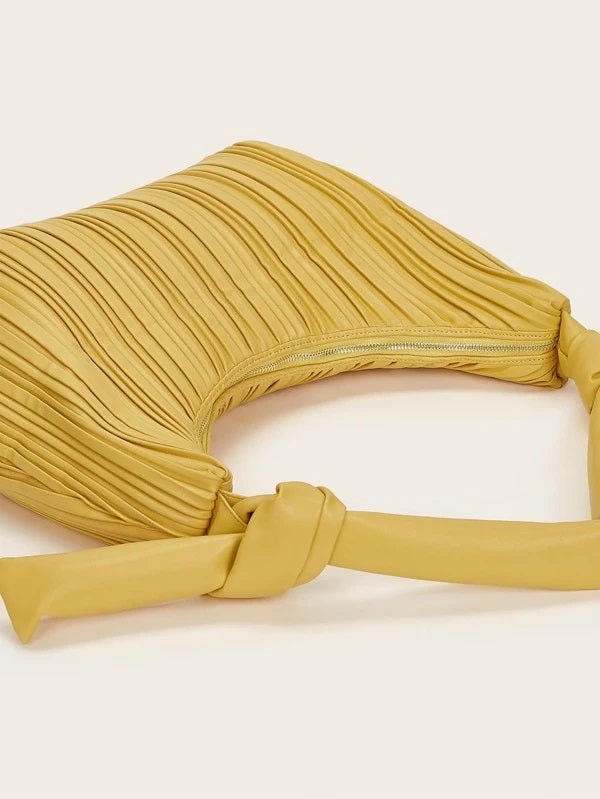 CM-BGS223566 Women Casual Seoul Style Textured Knot Decor Shoulder Bag - Yellow