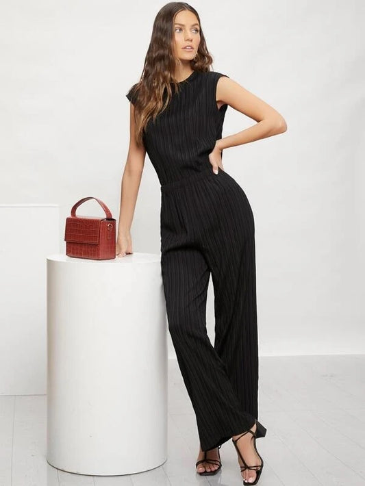 CM-SS228930 Women Casual Seoul Style Solid Pleated Top With Long Pants - Set