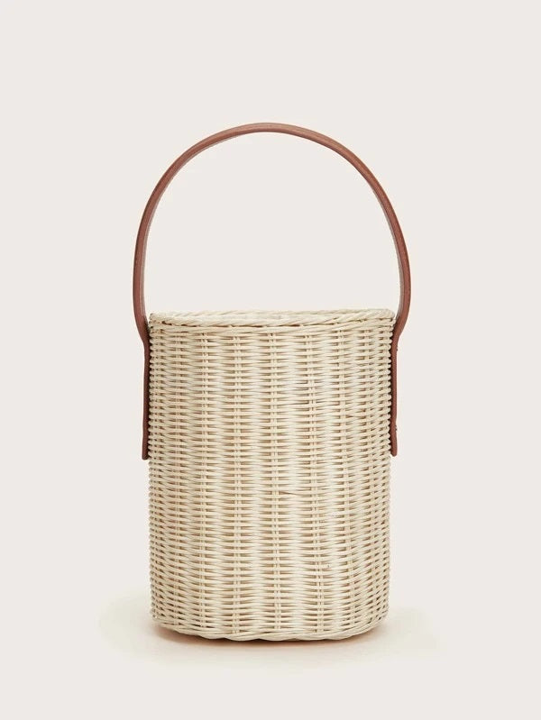 CM-BGS217015 Women Trendy Bohemian Style Straw Satchel Bag - Apricot