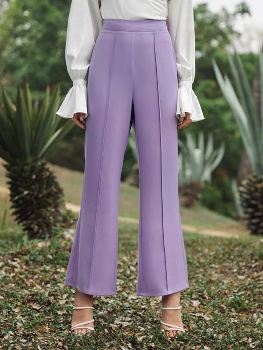 CM-BS202196 Women Elegant Seoul Style  High Waist Zip Side Flare Leg Pants - Purple