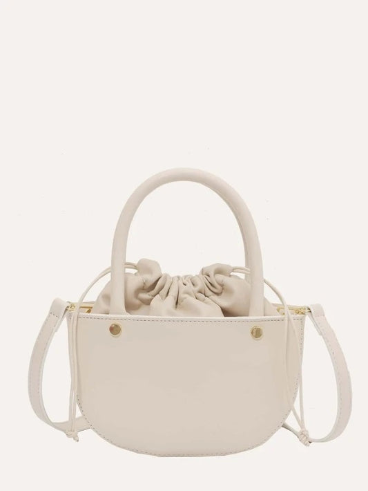 CM-BGS309033 Women Casual Seoul Style Minimalist Structured Satchel Bag - Beige