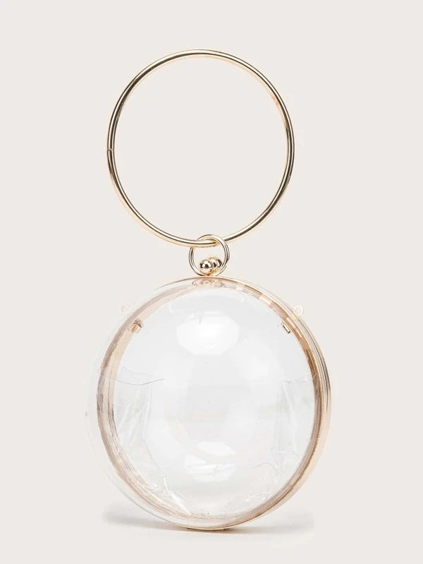 CM-BGS316347 Women Casual Seoul Style Mini Clear Ball Shaped Chain Clutch Bag