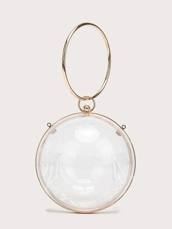 CM-BGS316347 Women Casual Seoul Style Mini Clear Ball Shaped Chain Clutch Bag