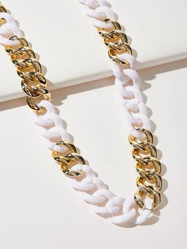CM-AXS316468 Women Trendy Seoul Style Chunky Chain Necklace