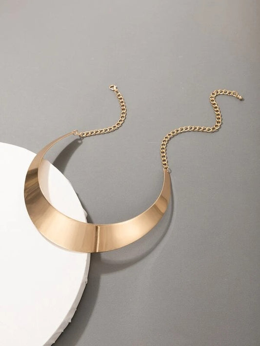 CM-AXS512491 Women Trendy Seoul Style Minimalist Metal Necklace - Gold
