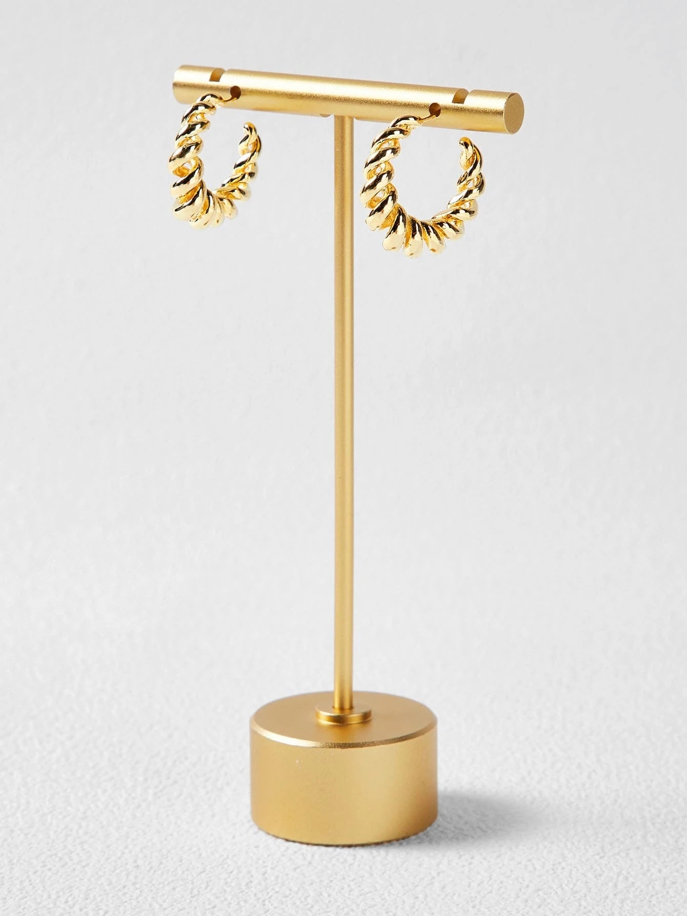 CM-AXS521330 Women Trendy Seoul Style 14K Gold Plated Twist Open Hoop Earrings