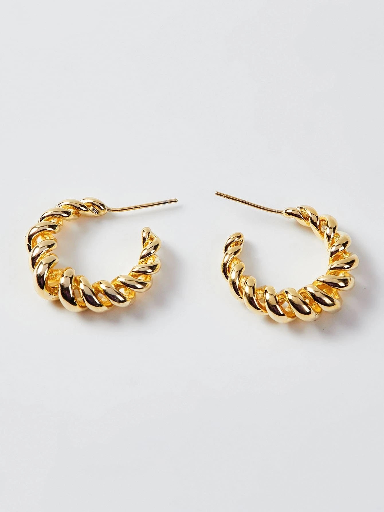 CM-AXS521330 Women Trendy Seoul Style 14K Gold Plated Twist Open Hoop Earrings