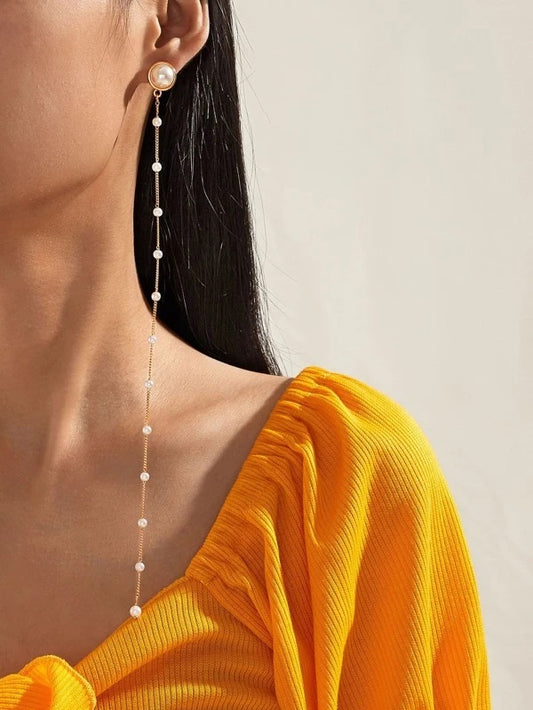 CM-AXS326901 Women Trendy Seoul Style Geometric Drop Earrings - Gold