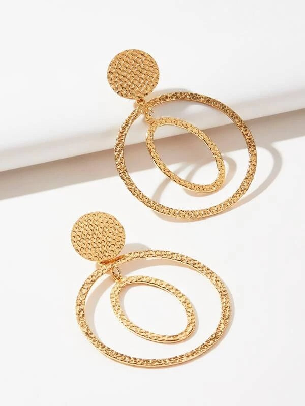 CM-AXS326901 Women Trendy Seoul Style Geometric Drop Earrings - Gold