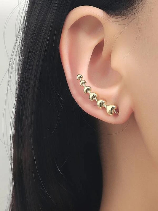 CM-AXS603977 Women Trendy Seoul Style Heart Design Earrings - Gold