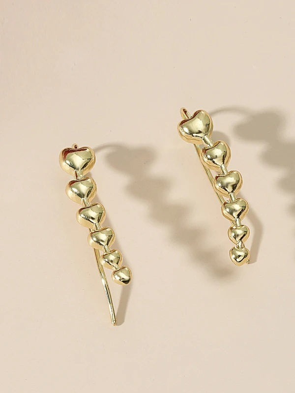 CM-AXS603977 Women Trendy Seoul Style Heart Design Earrings - Gold