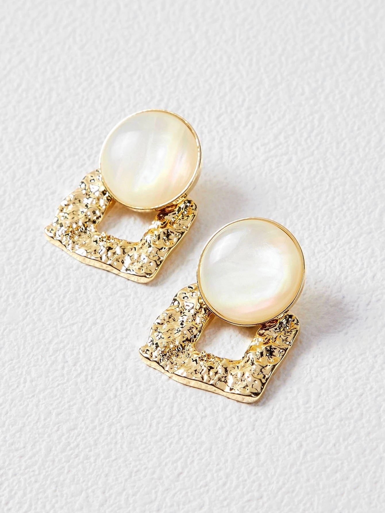 CM-AXS513247 Women Trendy Seoul Style 14K Gold Plated Textured Metal Earrings
