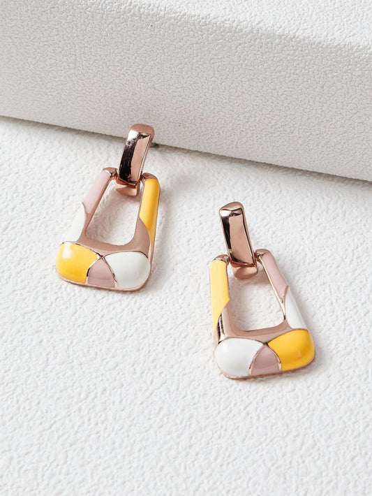 CM-AXS521633 Women Trendy Seoul Style 14K Gold Plated Geometric Drop Earrings