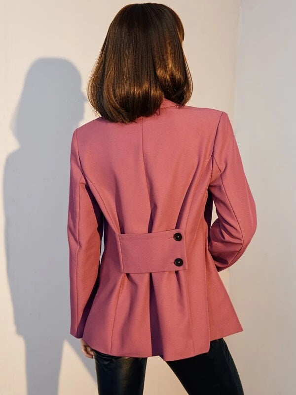CM-CS514717 Women Elegant Seoul Style Long Sleeve Single Button Solid Blazer - Dusty Pink