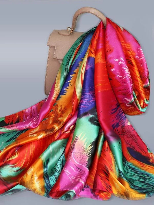 CM-AXS353494 Women Trendy Seoul Style Color Block Scarf