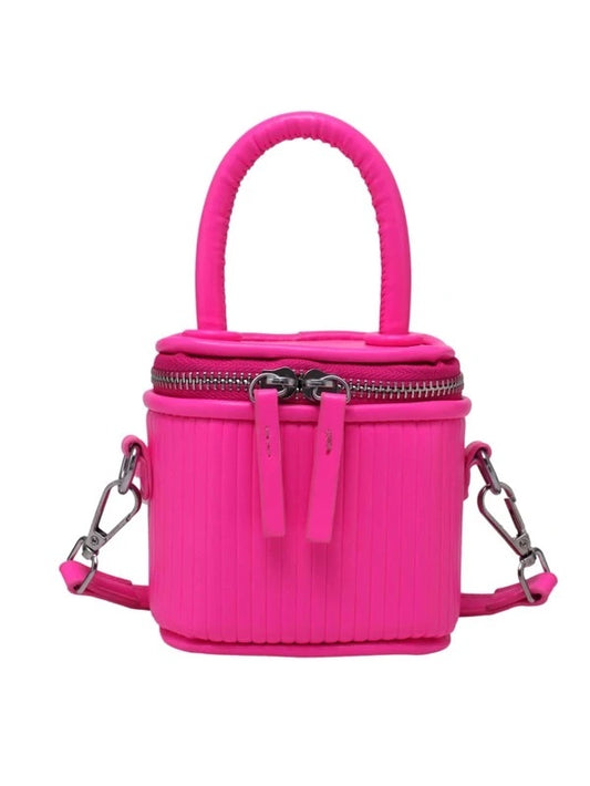 CM-BGS506217 Women Trendy Seoul Style Solid Textured Satchel Bag - Pink