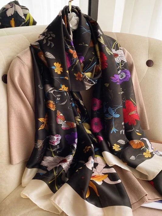 CM-AXS448995 Women Trendy Seoul Style Floral Pattern Scarf
