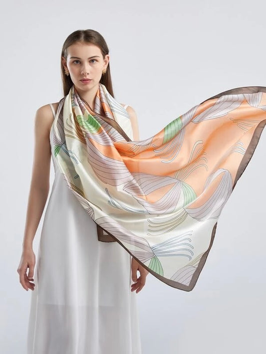 CM-AXS607303 Women Trendy Seoul Style Graphic Scarf