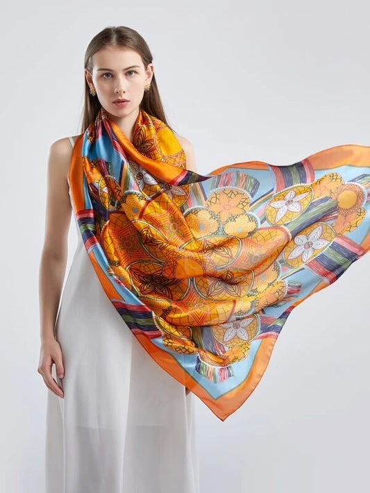 CM-AXS133550 Women Trendy Seoul Style Floral Pattern Scarf