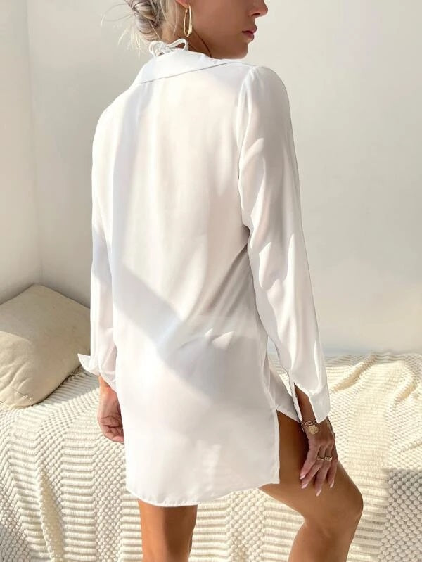 CM-SWS899463 Women Trendy Seoul Style Ring Linked Kimono - White