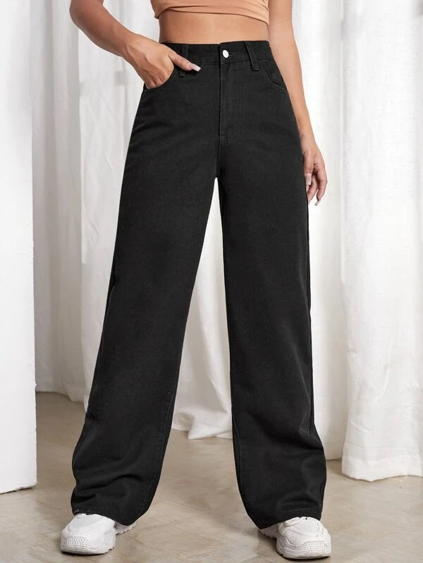 CM-BS931550 Women Casual Seoul Style Figure Graphic Boyfriend Jeans - Black