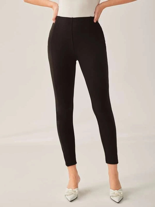 CM-BS587667 Women Casual Seoul Style Solid Cropped Leggings - Black