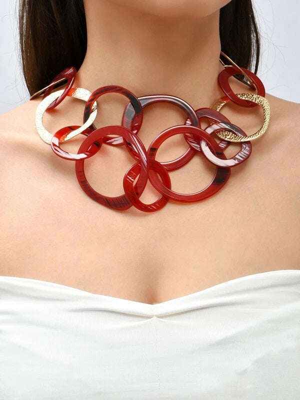 CM-AXS043104 Women Trendy Seoul Style Textured Chain Necklace