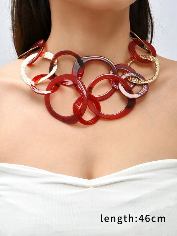 CM-AXS043104 Women Trendy Seoul Style Textured Chain Necklace