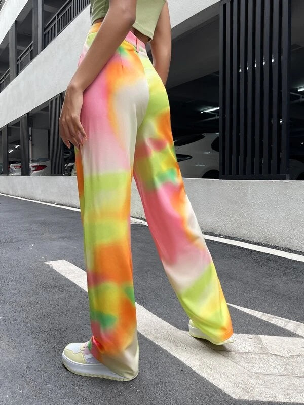 CM-BS011404 Women Casual Seoul Style Tie Dye Slant Pocket Pants