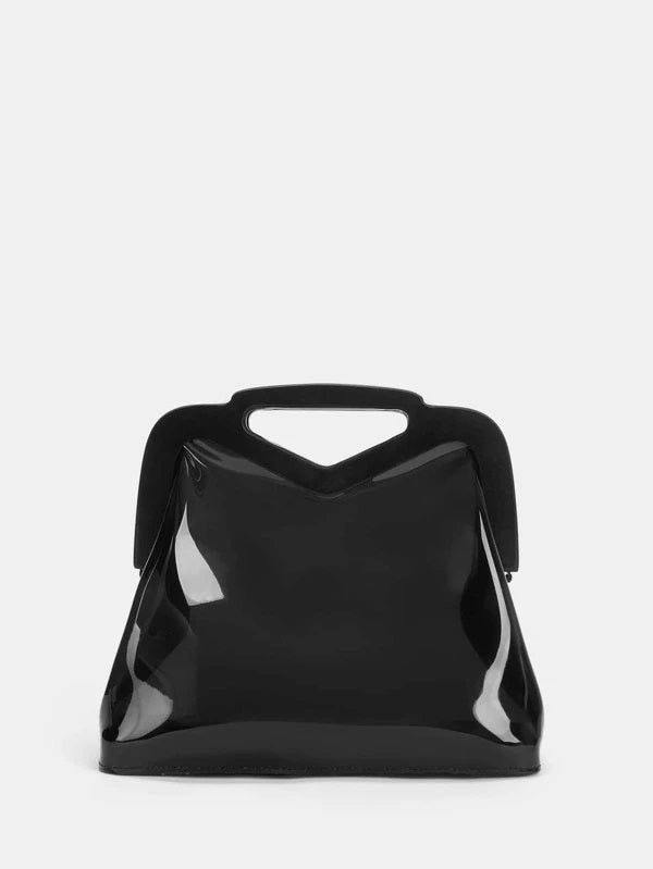 CM-BGS124111 Women Trendy Seoul Style Minimalist Clear Satchel Bag - Black