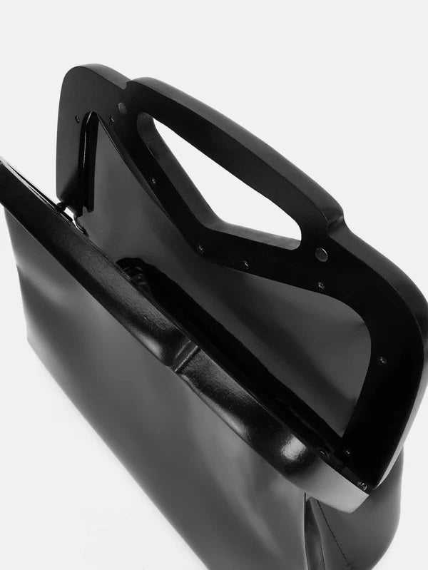 CM-BGS124111 Women Trendy Seoul Style Minimalist Clear Satchel Bag - Black