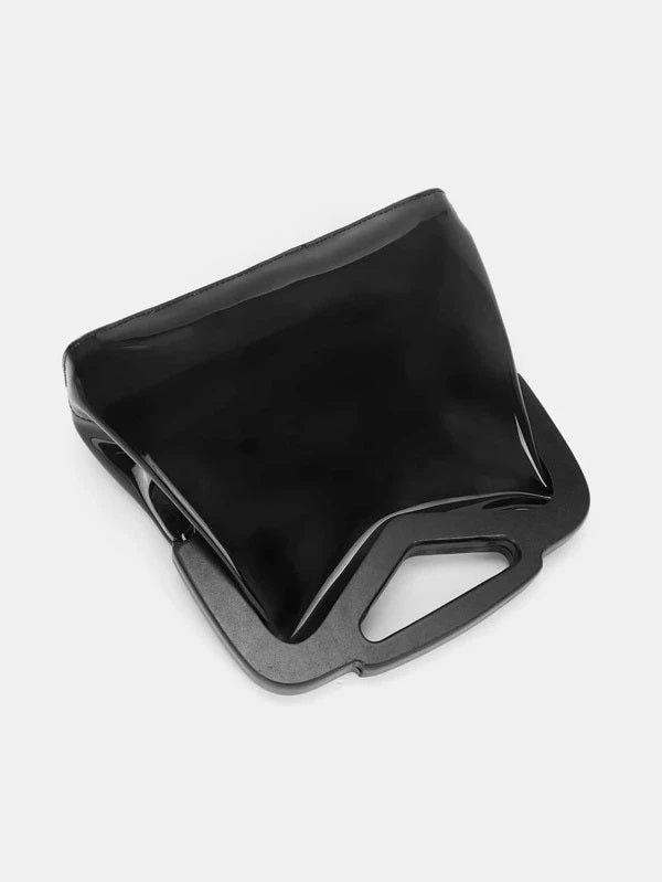 CM-BGS124111 Women Trendy Seoul Style Minimalist Clear Satchel Bag - Black