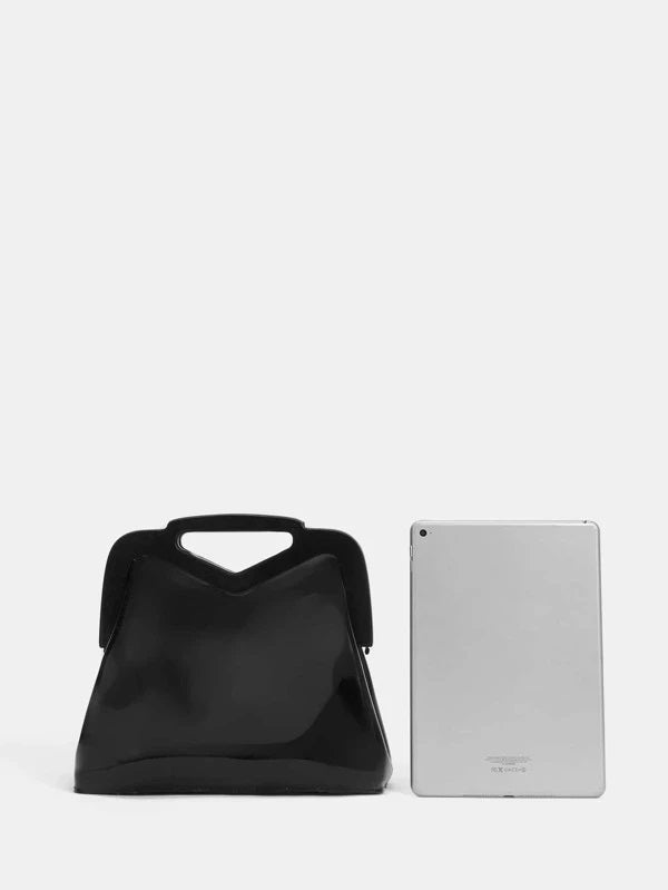 CM-BGS124111 Women Trendy Seoul Style Minimalist Clear Satchel Bag - Black