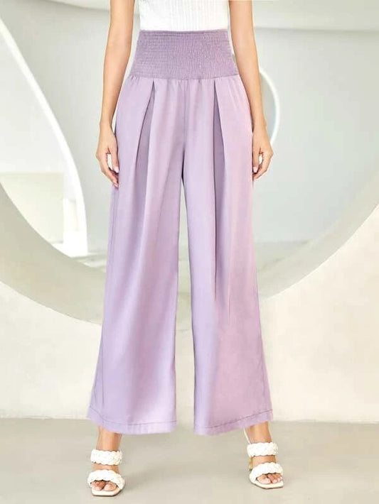 CM-BS778938 Women Casual Seoul Style Shirred Waist Fold Pleated Wide Leg Pants