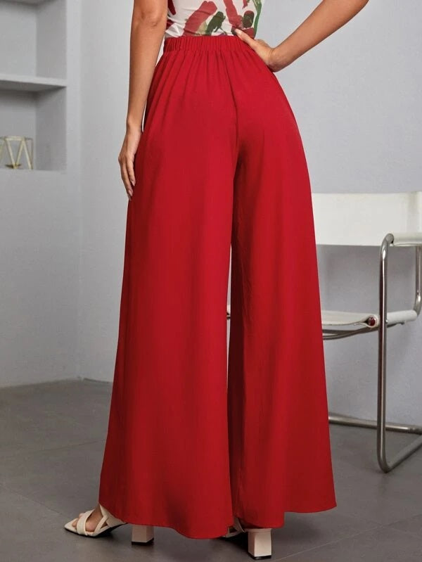 CM-BS842834 Women Casual Seoul Style High Waist Fold Pleated Detail Wide Leg Pants