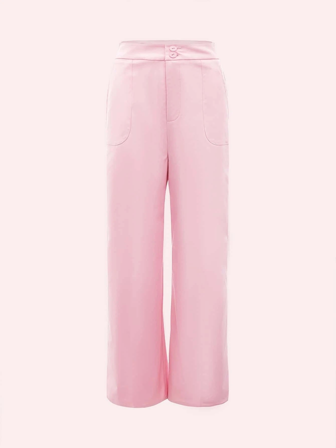 CM-BS003330 Women Casual Seoul Style High Waist Wide Leg Pants - Baby Pink