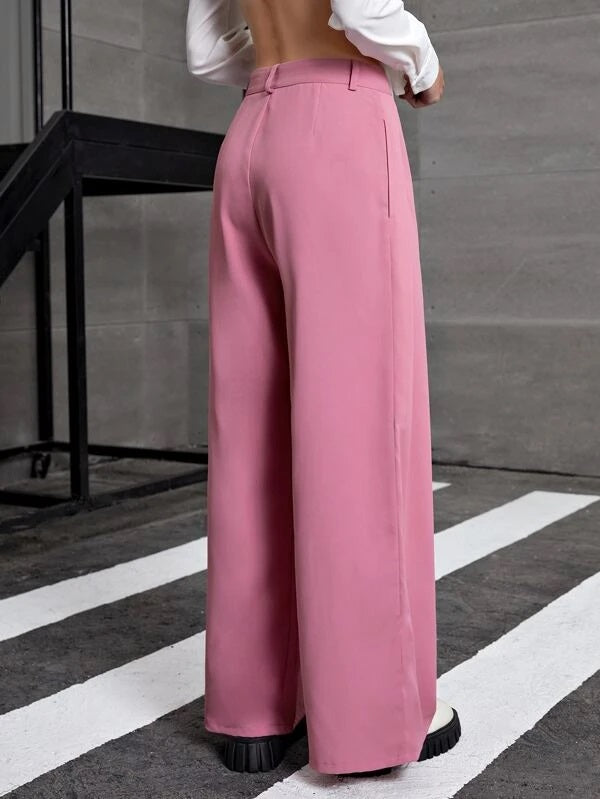 CM-BS981653 Women Elegant Seoul Style High Waist Wide Leg Pants - Pink