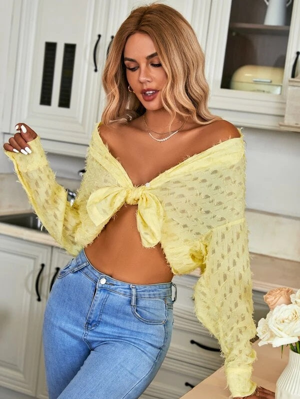 CM-TS263343 Women Casual Seoul Style Drop Shoulder Button Front Fuzzy Shirt - Yellow