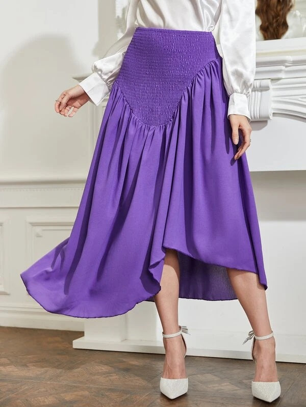 CM-BS198742 Women Elegant Seoul Style High Waist Ruffle Asymmetrical Hem Skirt