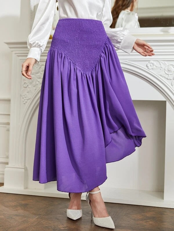 CM-BS198742 Women Elegant Seoul Style High Waist Ruffle Asymmetrical Hem Skirt