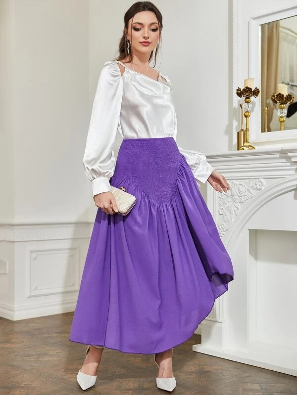 CM-BS198742 Women Elegant Seoul Style High Waist Ruffle Asymmetrical Hem Skirt