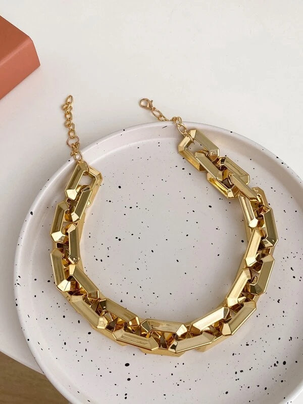 CM-AXS478085 Women Trendy Seoul Style Minimalist Chain Necklace