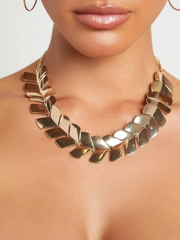 CM-AXS849888 Women Trendy Seoul Style Geometric Decor Necklace