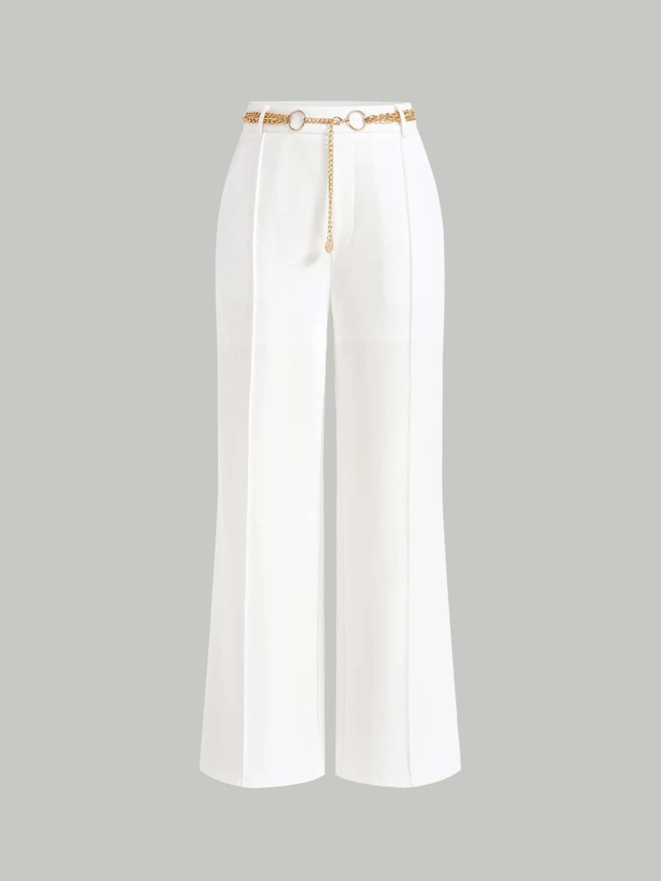 CM-BS288833 Women Elegant Seoul Style High Waist Solid Wide Leg Belted Pants