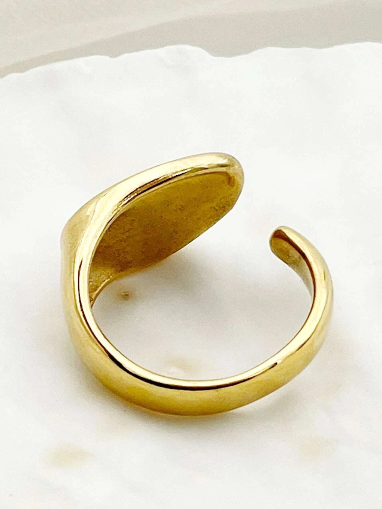 CM-AXS565590 Women Trendy Seoul Style Geometric Decor Ring - Yellow Gold